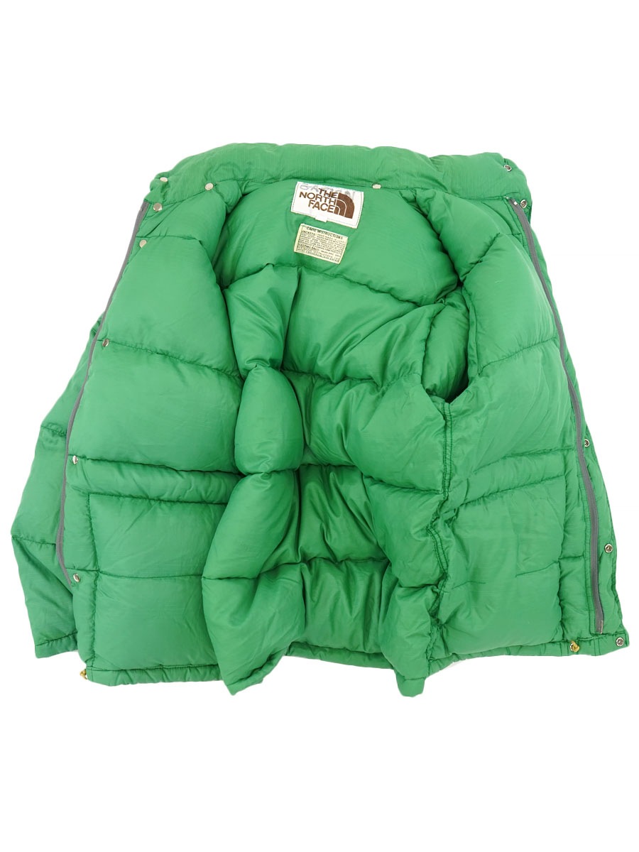 70's 茶タグ THE NORTH FACE リップストップ ダウンJKT 黄緑 表記(S