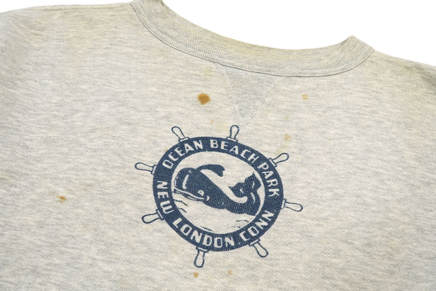 50's ''OCEAN BEACH PARK NEW LONDON CONN'' 前V セットインスリーブスウェット 実寸(L)
