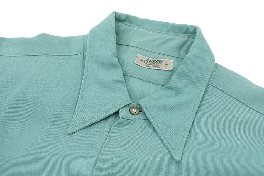 50'S～ ARROW L/S RAYON SHIRT POWDERBLUE (APPROX.LARGE) | NEW ITEM
