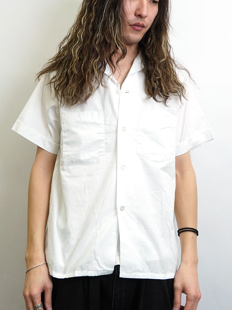 60's Samsons ループカラー 無地 100%コットン 半袖シャツ 白 表記(S