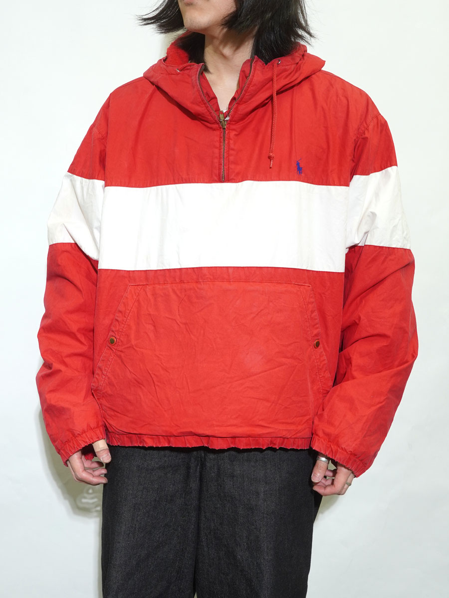 RALPH LAUREN 2 TONE ANORAK PARKA RED/WHITE (SIZE.X LARGE)