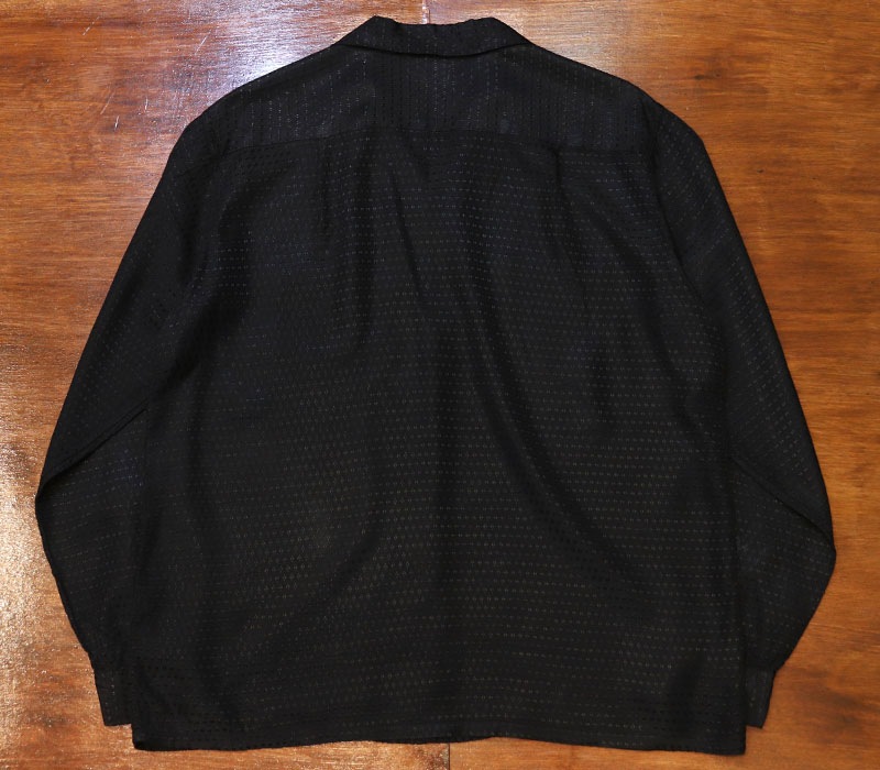 1960s L/S BLACK RAYON SHIRT , Size L