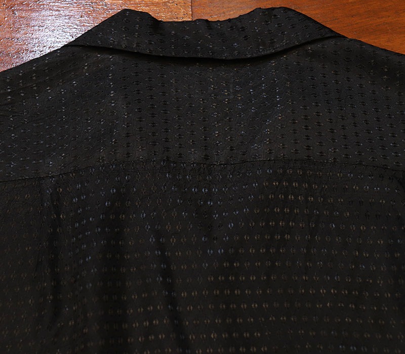 1960s L/S BLACK RAYON SHIRT , Size L