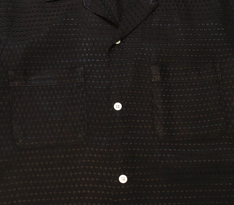 1960s L/S BLACK RAYON SHIRT , Size L