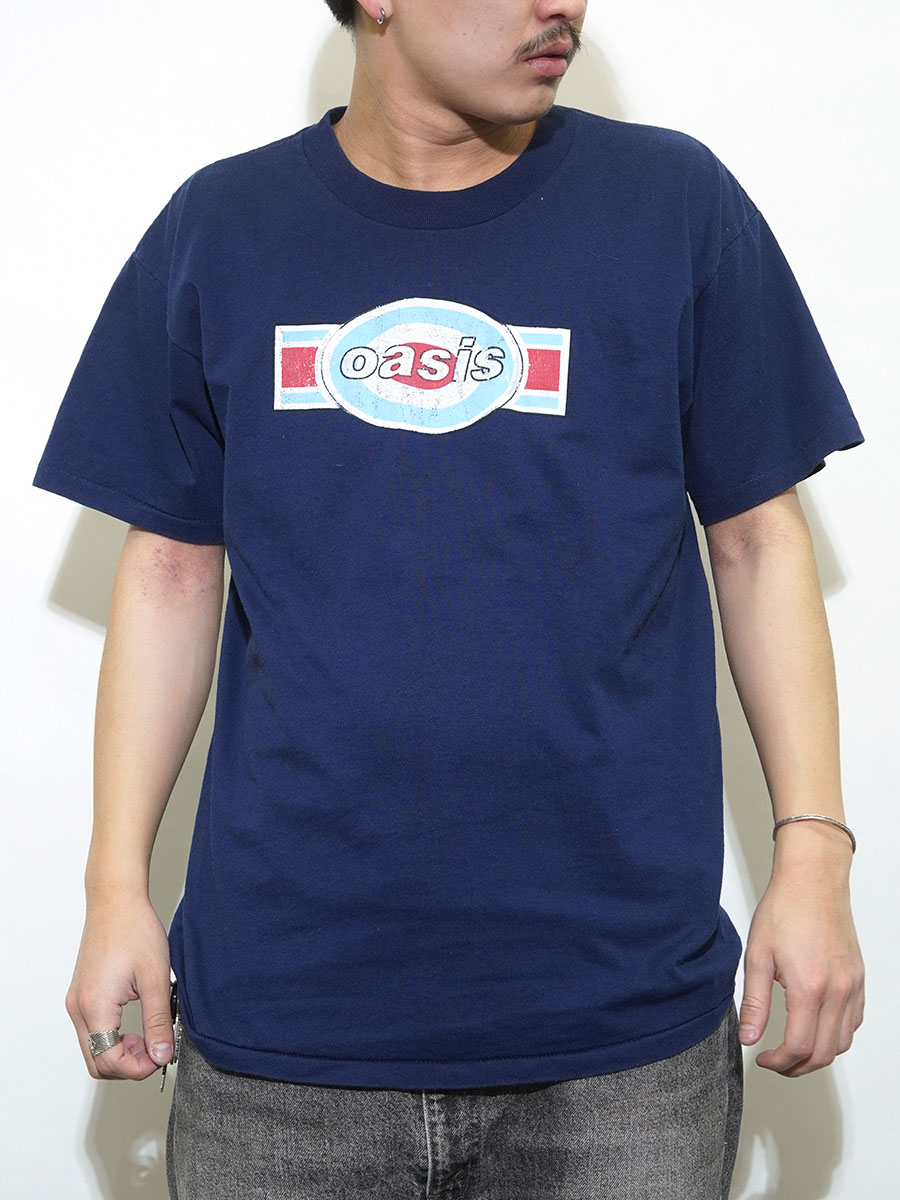 90's OASIS Oblong Target 両面プリント ツアーTシャツ ネイビー 表記
