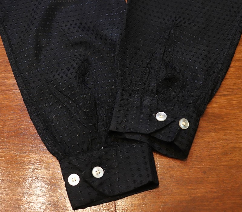1960s L/S BLACK RAYON SHIRT , Size L