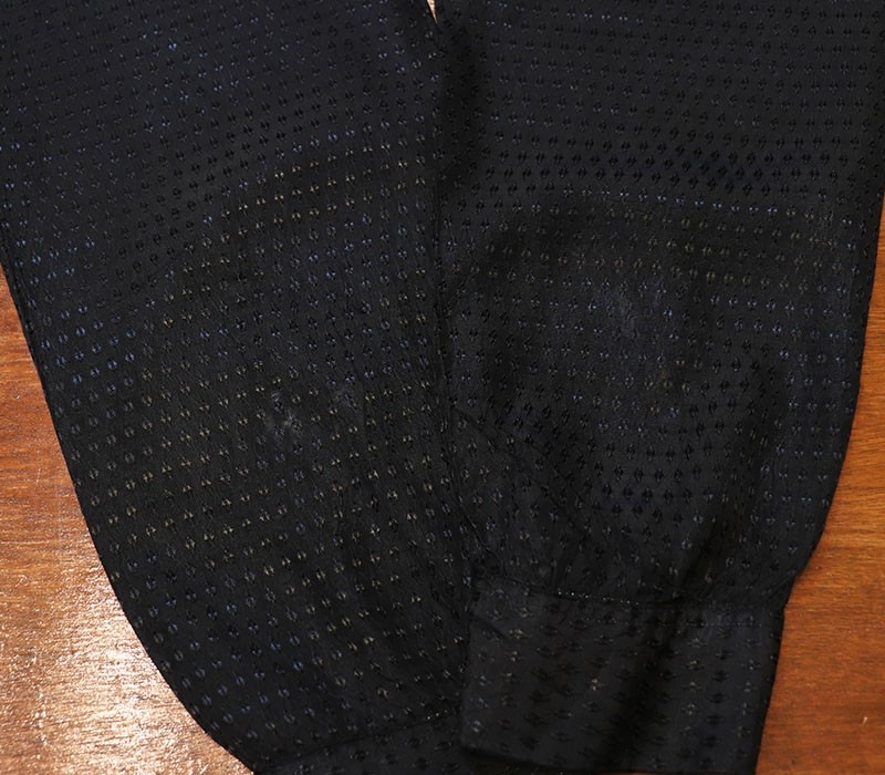 1960s L/S BLACK RAYON SHIRT , Size L