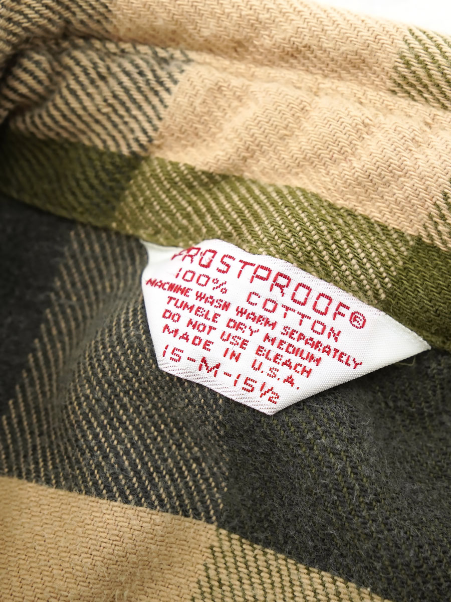 70's FROSTPROOF ブロックチェック フランネルシャツ 表記(M) USA製