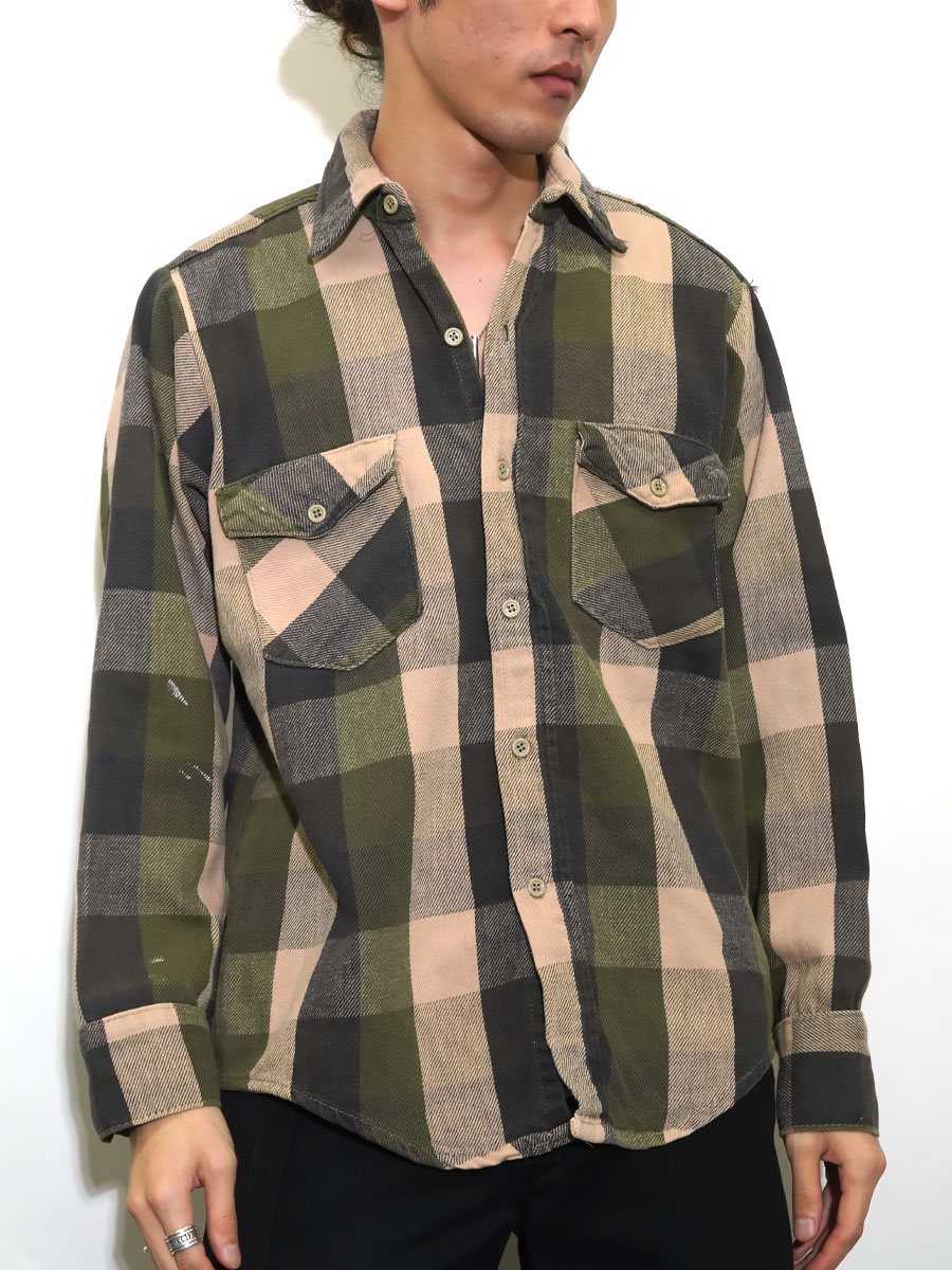 70s Frostproof 白黒 ブロックチェック 70's FROSTPROOF ブロックチェック フランネルシャツ 表記(M) USA製