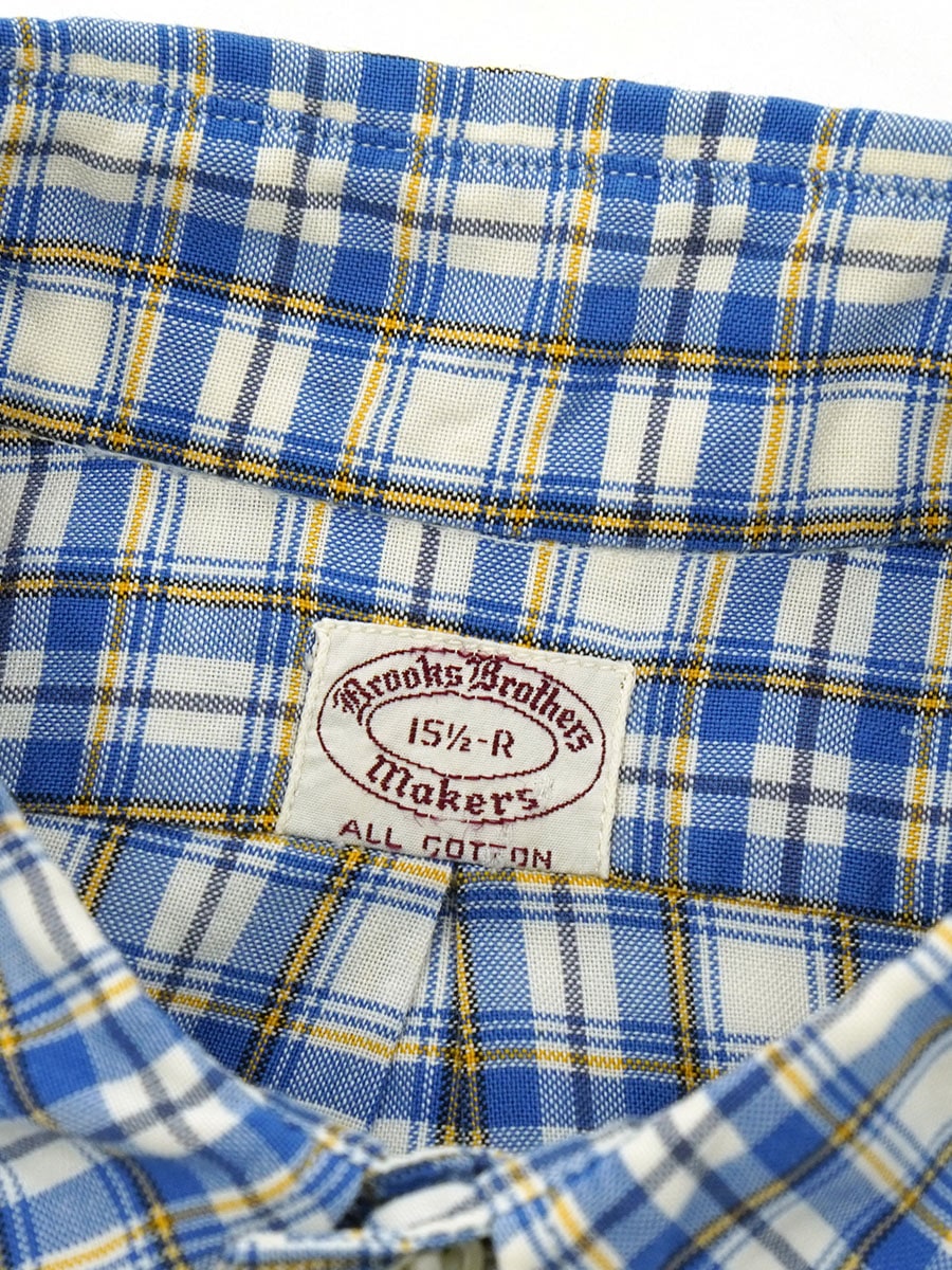 Brooks Brothers Makers チェック柄 ボタンダウンシャツ 青×白 表記(15