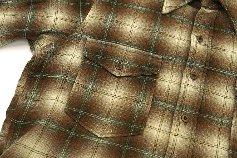 70's ペンドルトン 好配色 シャドーチェック ウールシャツ 表記(15 1/2)