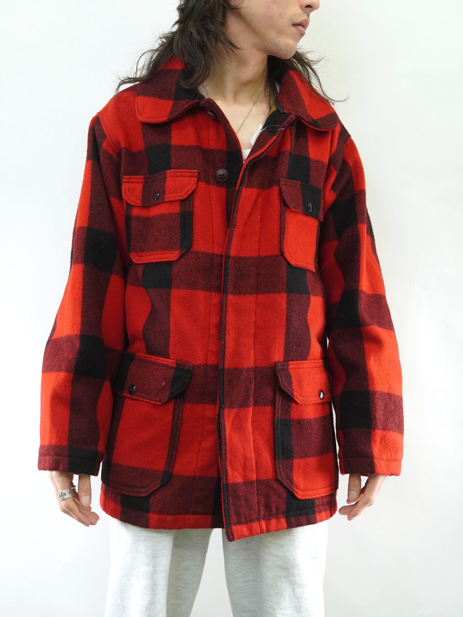 80's Woolrich 赤黒バッファローチェック ウール マッキーノジャケット