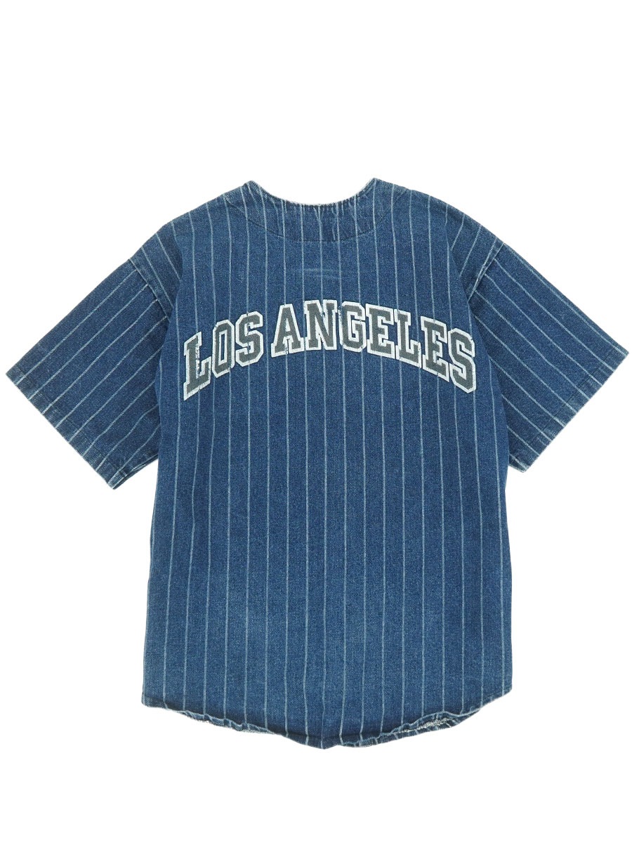 90's～ ''LOS ANGELES DODGERS'' デニム ベースボールシャツ 表記(L