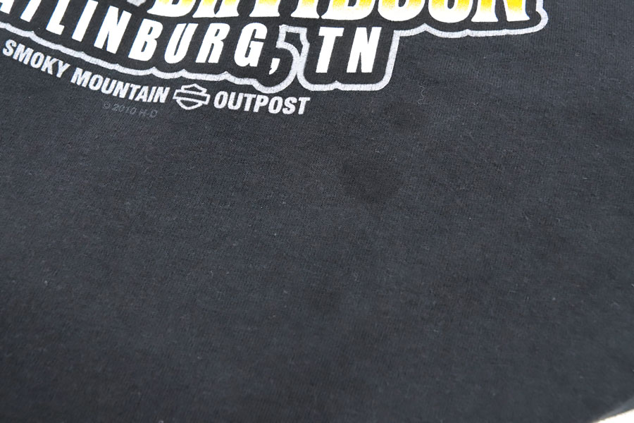 00's H-D ハーレーダヴィッドソン ファイヤーパターン 両面プリント ポケ付き ロングスリーブTシャツ 表記(L) USA製