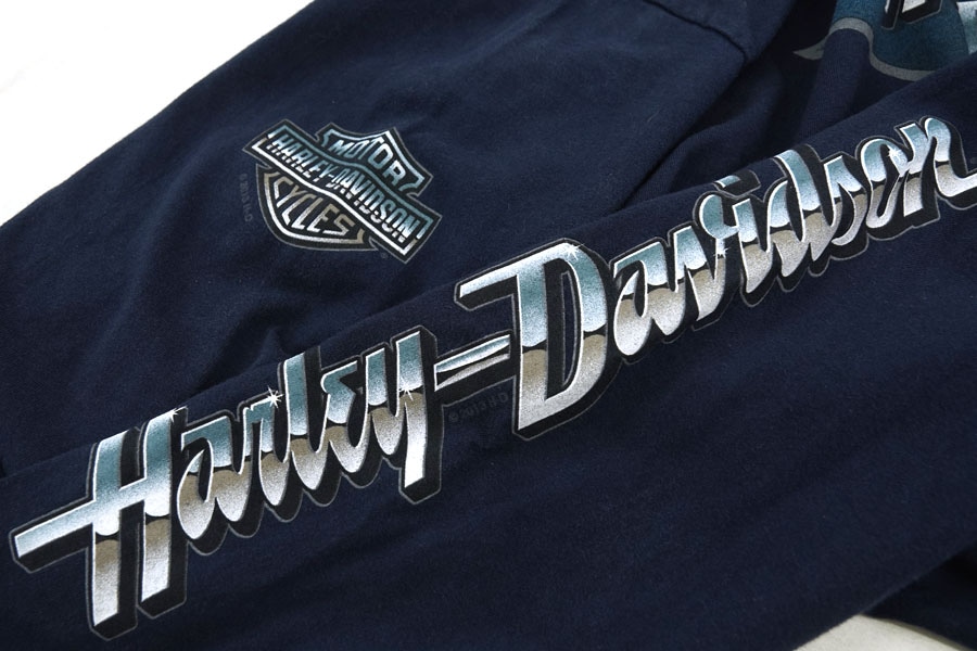 ハーレーダビッドソン 両面ビッグロゴ 袖プリント ロングスリーブTシャツ 2XL 00's Harley Davidson 両面 両袖 プリント LS Tシャツ XLサイズ |