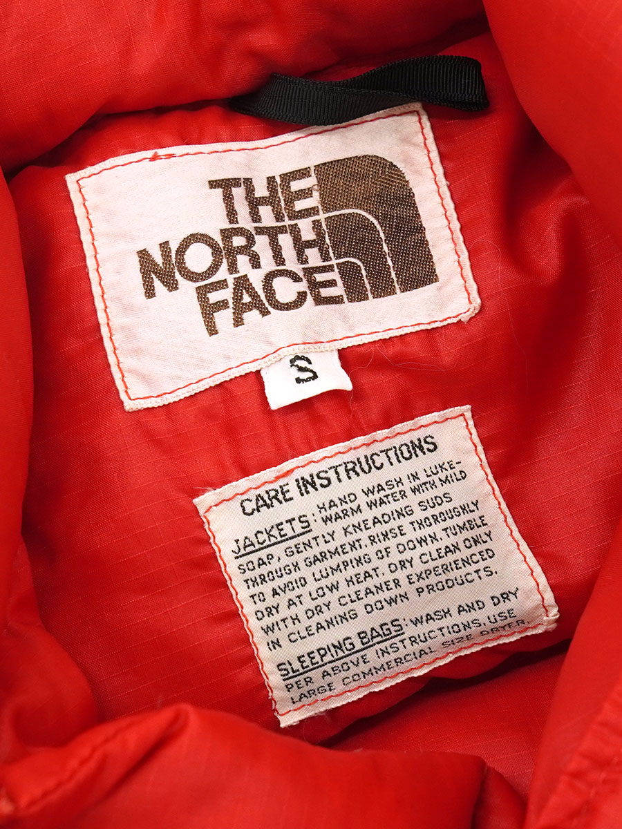 70's 茶タグ THE NORTH FACE リップストップ ダウンベスト レッド 表記