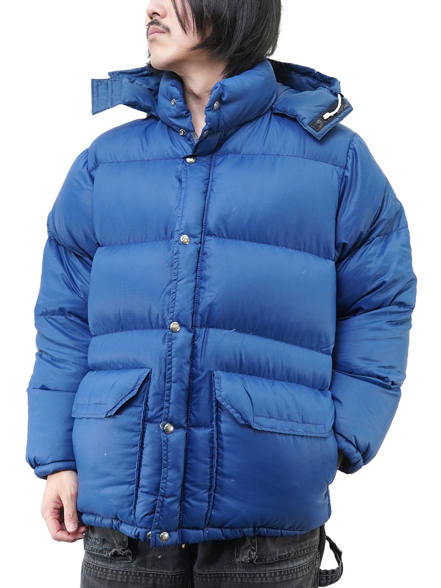 70年代 THE NORTH FACE 茶タグ ダウンフード ネイビー 70's 茶タグ THE NORTH FACE フード付き リップストップ ダウン