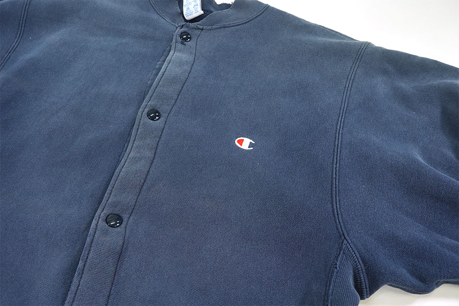 90's 刺繍タグ チャンピオンRW フルスナップカーディガン ネイビー