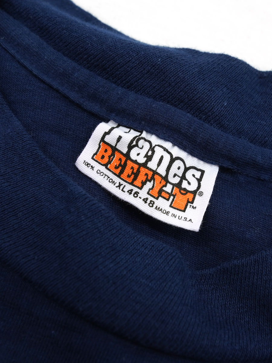 80's Hanes BEEFY 100%コットン 無地Tシャツ ネイビー 表記(XL