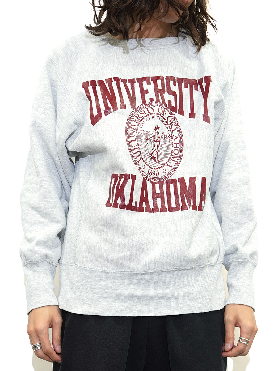 90'S CHAMPION REVERSE WEAVE CREW ''UNIVERSITY OF OKLAHOMA'' GREY