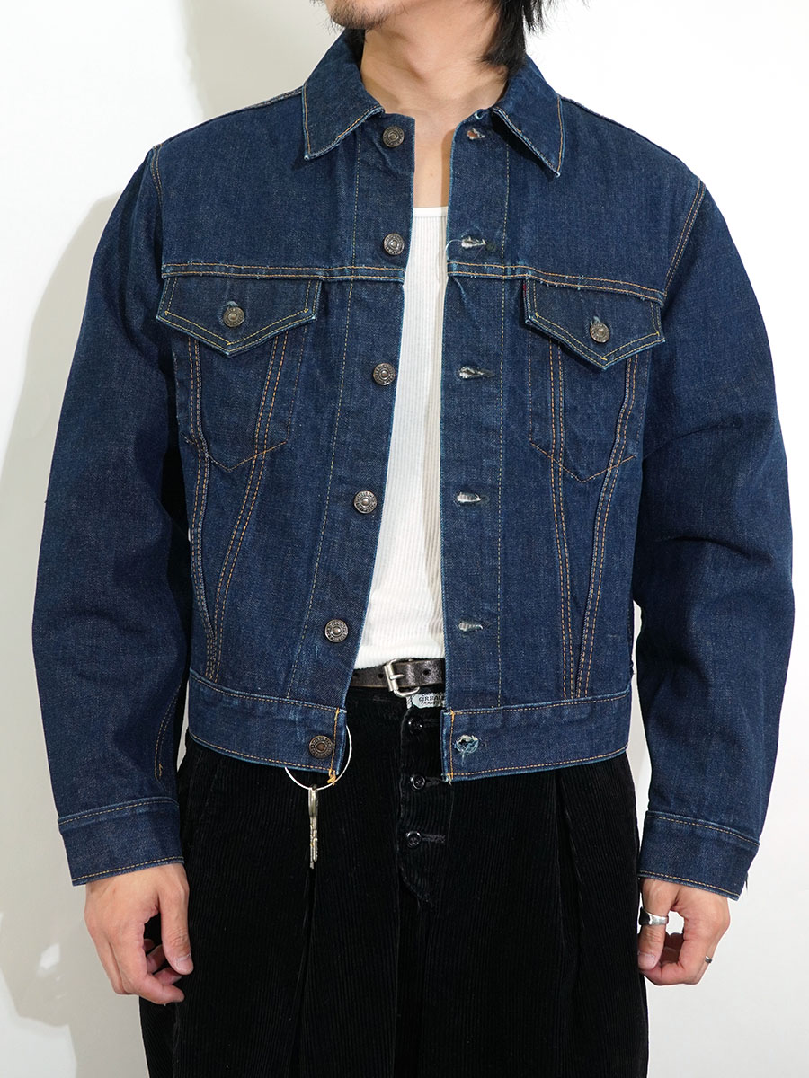リーバイス Big E デニムジャケット Gジャン ビンテージ 濃紺 44 古着 濃紺 60年代 リーバイス Levi's 70505 BIG E ビッグE 4th