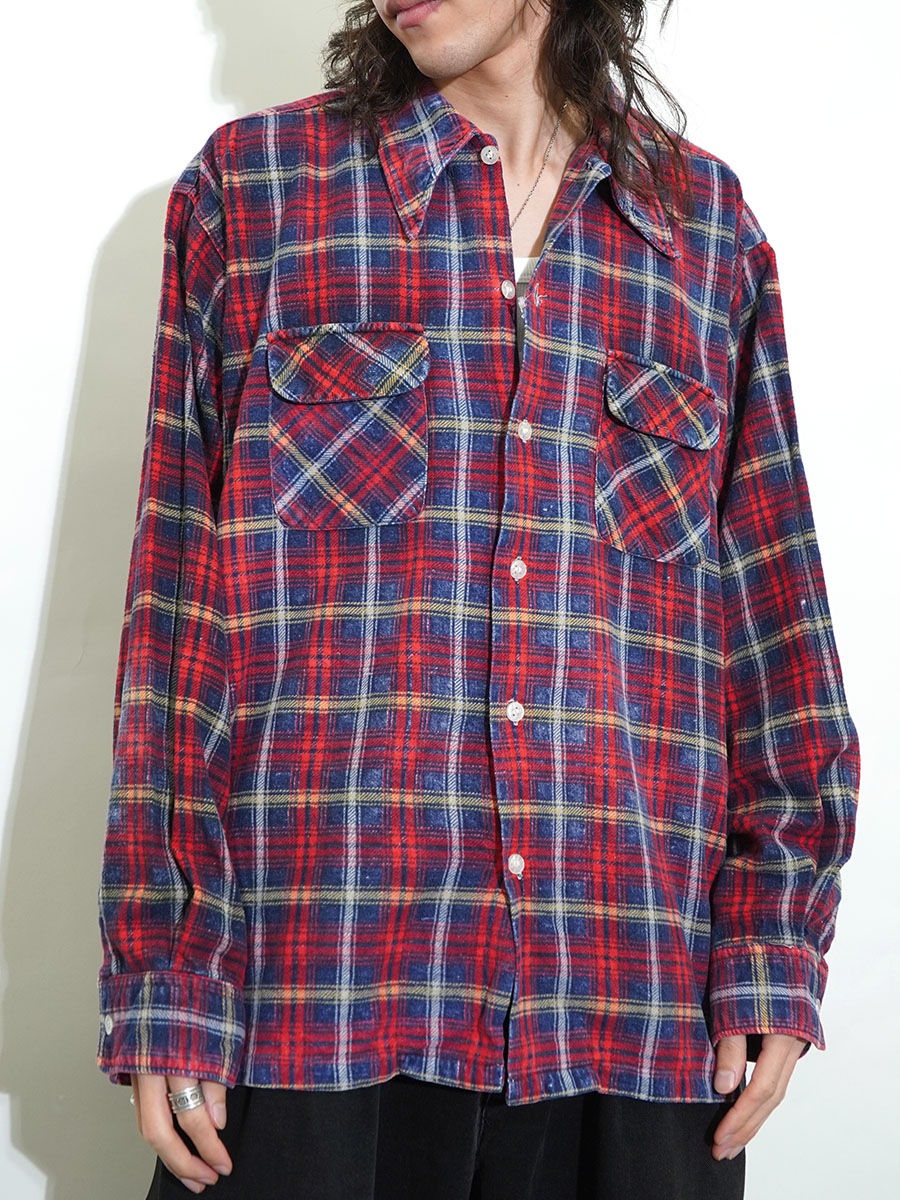 チェック柄　赤　スリーブ チェック柄マフラー ストール レトロチェック[品番：XL000002747