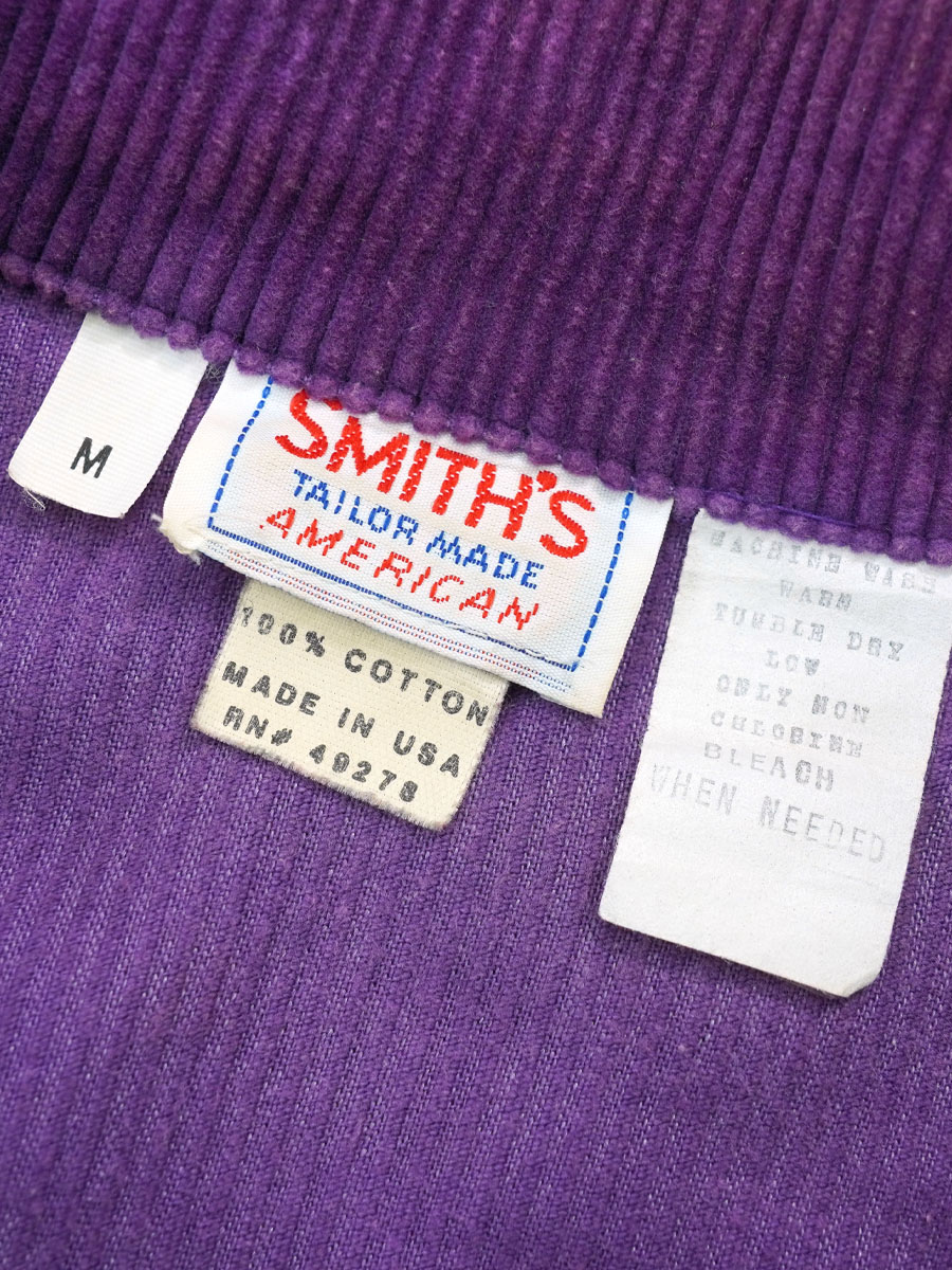 SMITH'S コーデュロイジャケット 2nd ハギ付 紫 USA製 80s 80's SMITH'S 2nd型 コーデュロイジャケット ハギ付き パープル