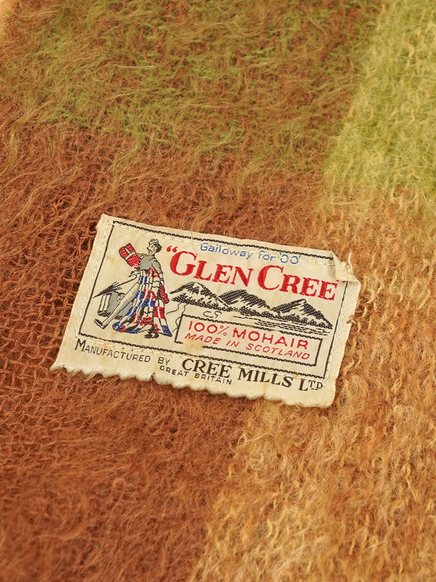 60's～ GLEN CREE 好配色チェック 100%モヘア ブランケット ストール