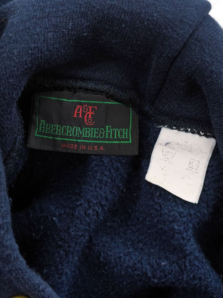 80's Champion×アバクロ Wネーム RWパーカ 無地ネイビー 実寸(XL位