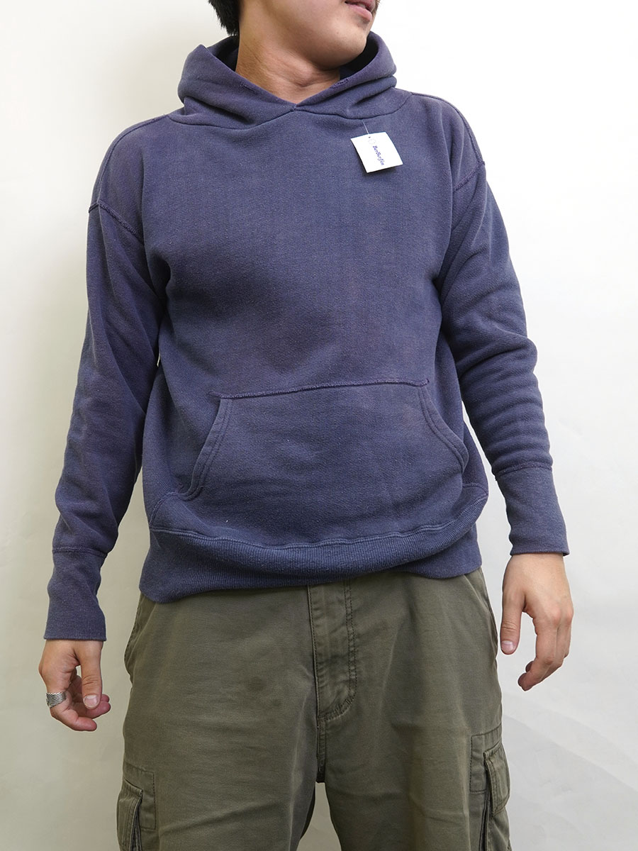 60's セットインスリーブ スウェットパーカ 無地 ナス紺 実寸(L位)