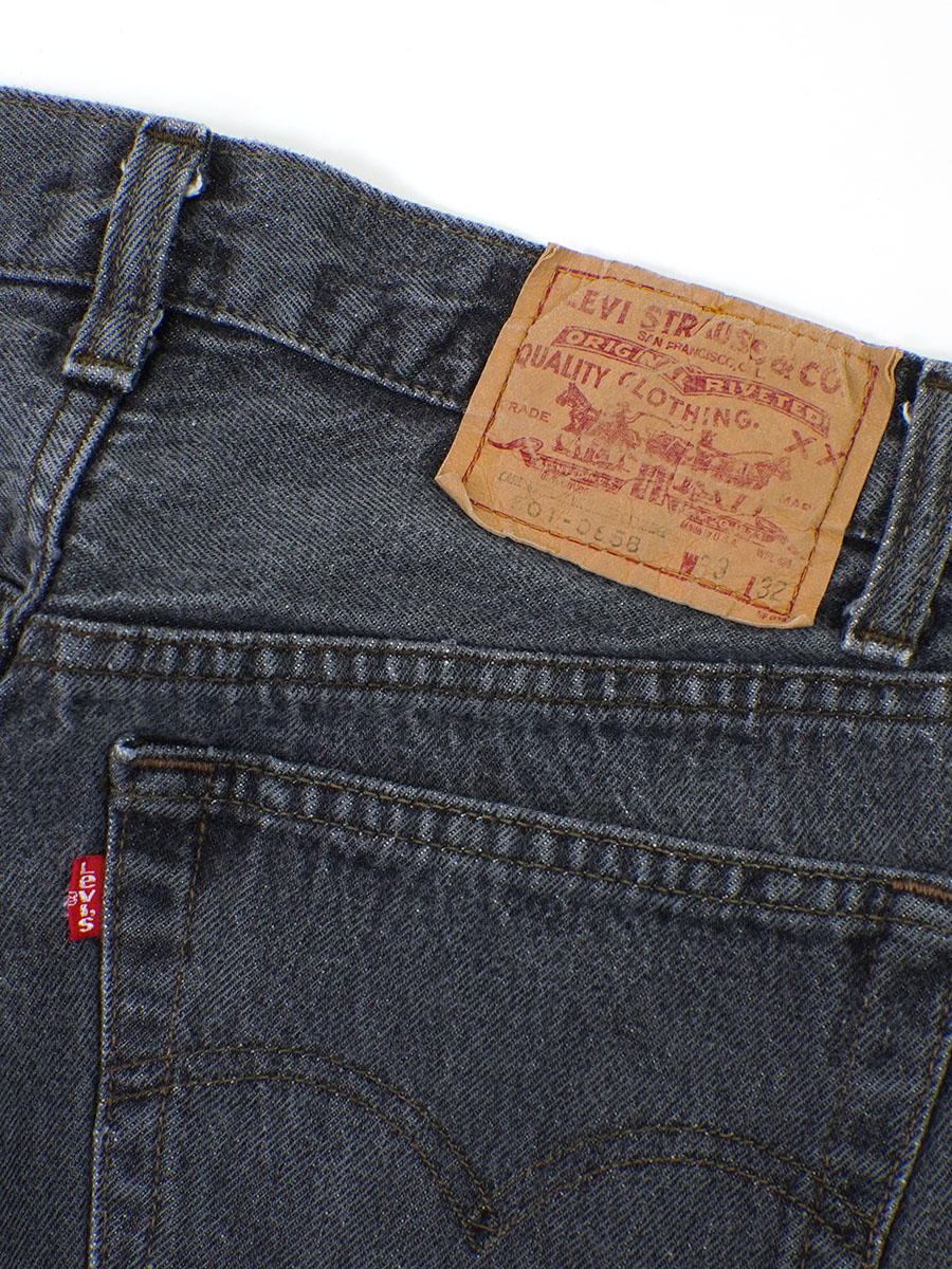 80's Levi's 501 内股シングル 先染めブラック デニムパンツ 表記