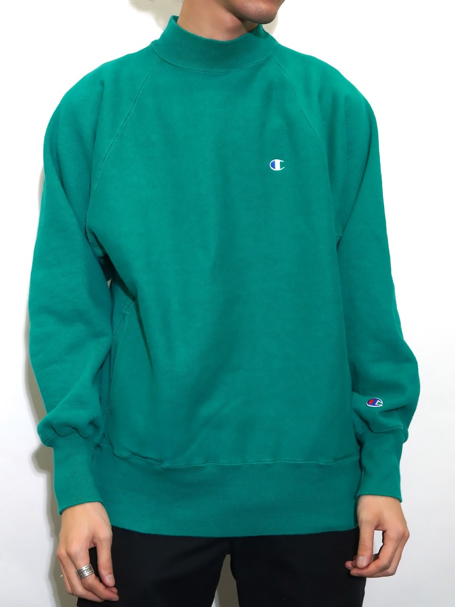 90's USA製 Champion リバースウィーブ グリーン L 刺繍タグ アメリカ製 90's 「チャンピオン」 刺繍タグ リバースウィーブ