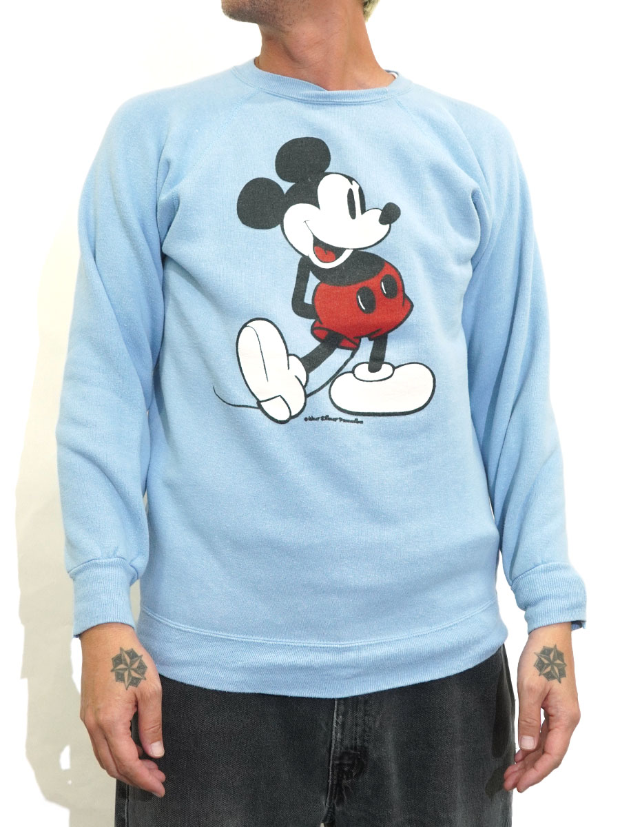 80's Disney ミッキーマウス スウェット スカイブルー 表記(M) USA製