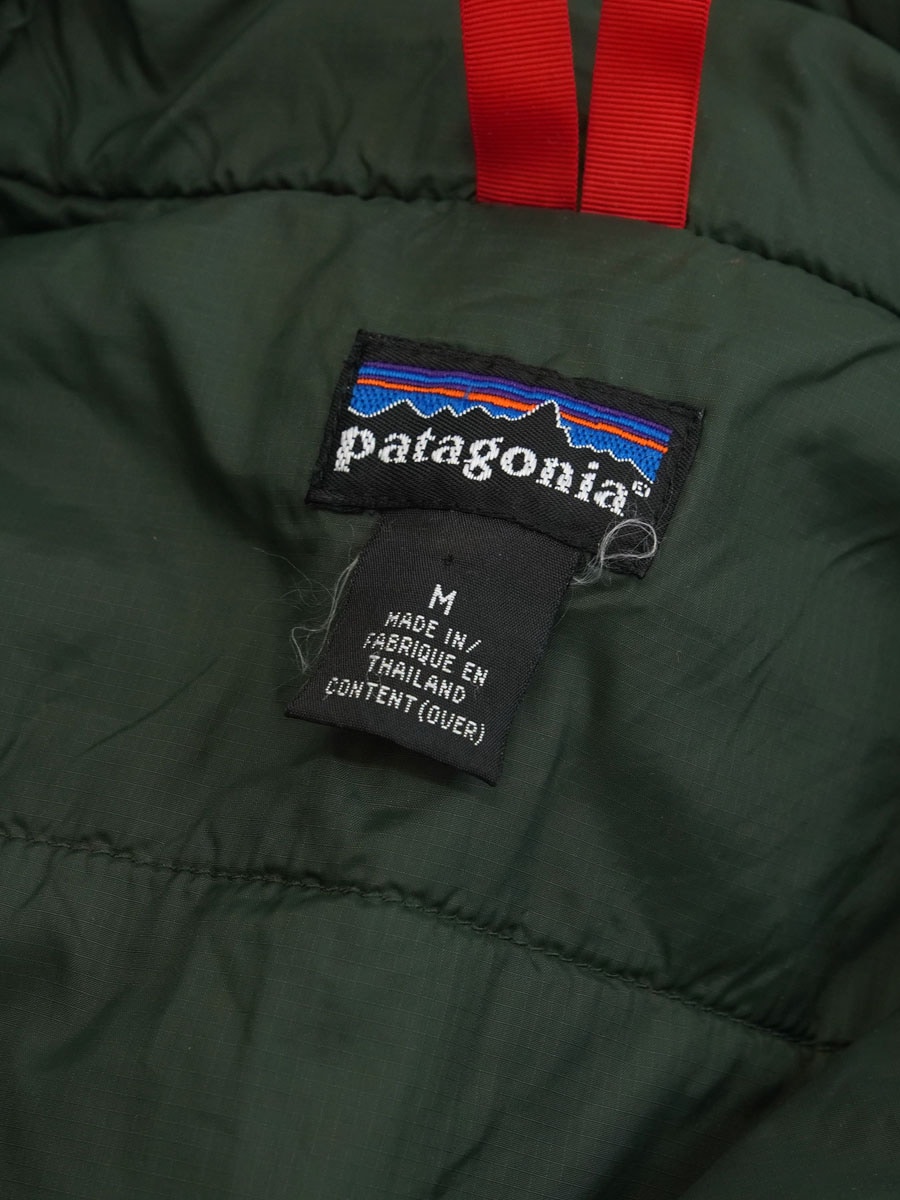 '01 PATAGONIA PUFFBALL VEST FIRE/DARK MOSS (SIZE.MEDIUM)