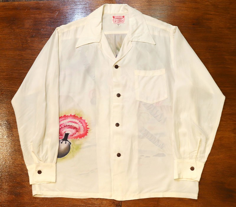 1940s L/S BACK PANEL HAWAIIAN , Size  L