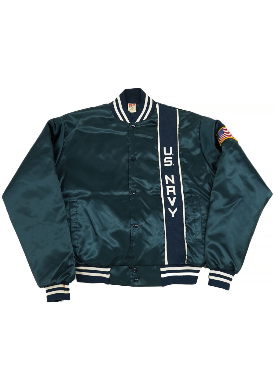 80's SOFFE JACKETS ''U.S.NAVY'' SEABEES サテンジャケット 表記(L