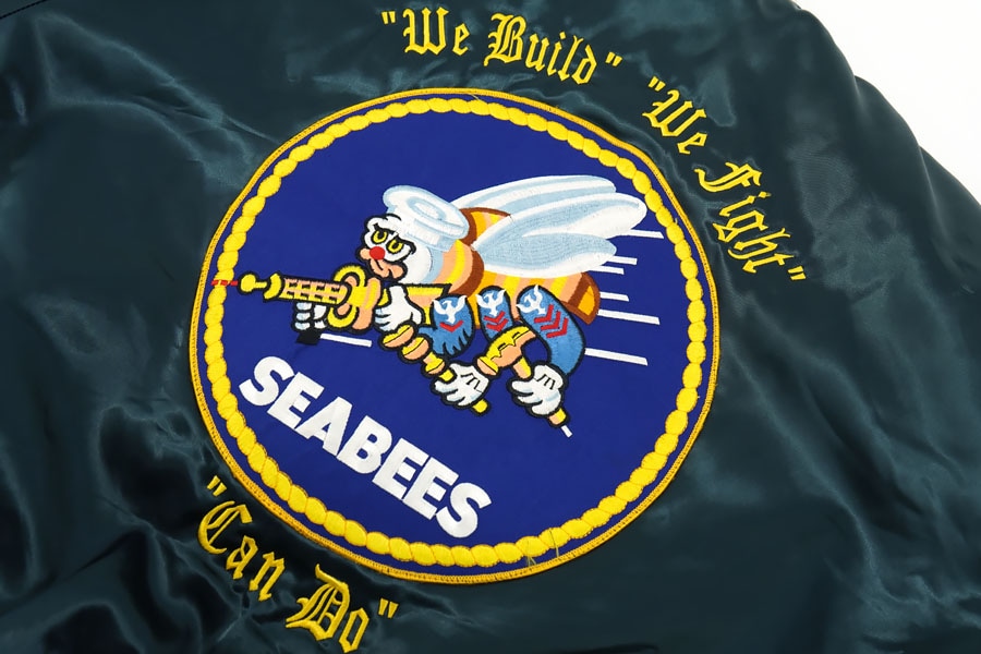 80's SOFFE JACKETS ''U.S.NAVY'' SEABEES サテンジャケット 表記(L
