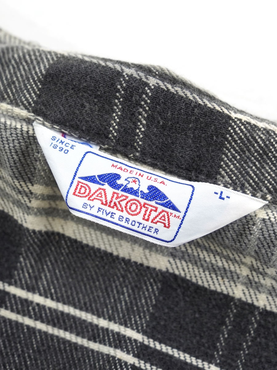 80's DAKOTA 黒灰チェック ウエスタンフランネルシャツ 表記(L) USA製