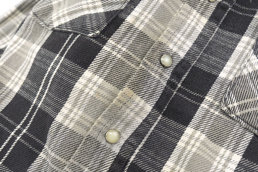 80's DAKOTA 黒灰チェック ウエスタンフランネルシャツ 表記(L) USA製