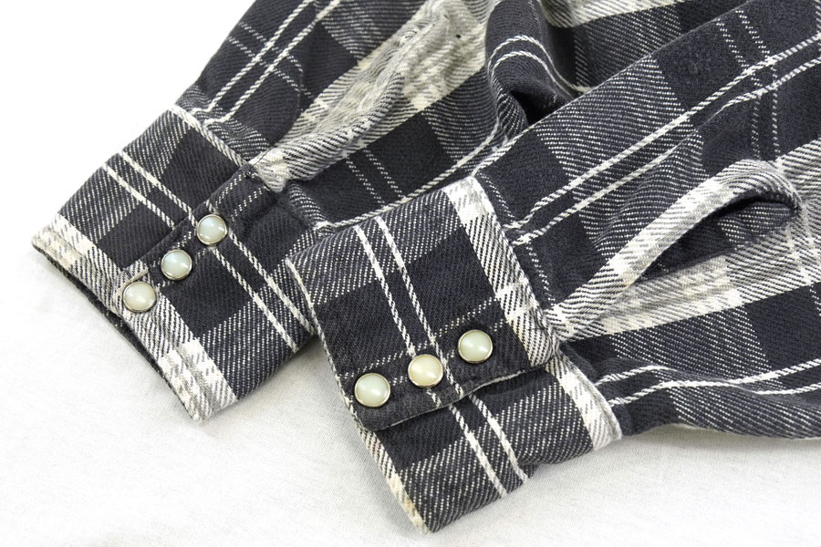 80's DAKOTA 黒灰チェック ウエスタンフランネルシャツ 表記(L) USA製