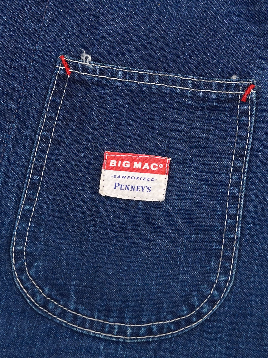 50's～ BIG MAC ダブル襟 デニムカバーオール 濃紺 良雰囲気 実寸(36位
