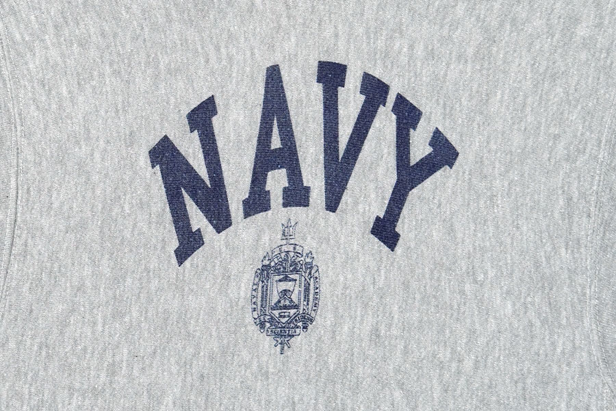 70's 単色タグ チャンピオンRWパーカ ''NAVY'' 染み込みプリント 表記