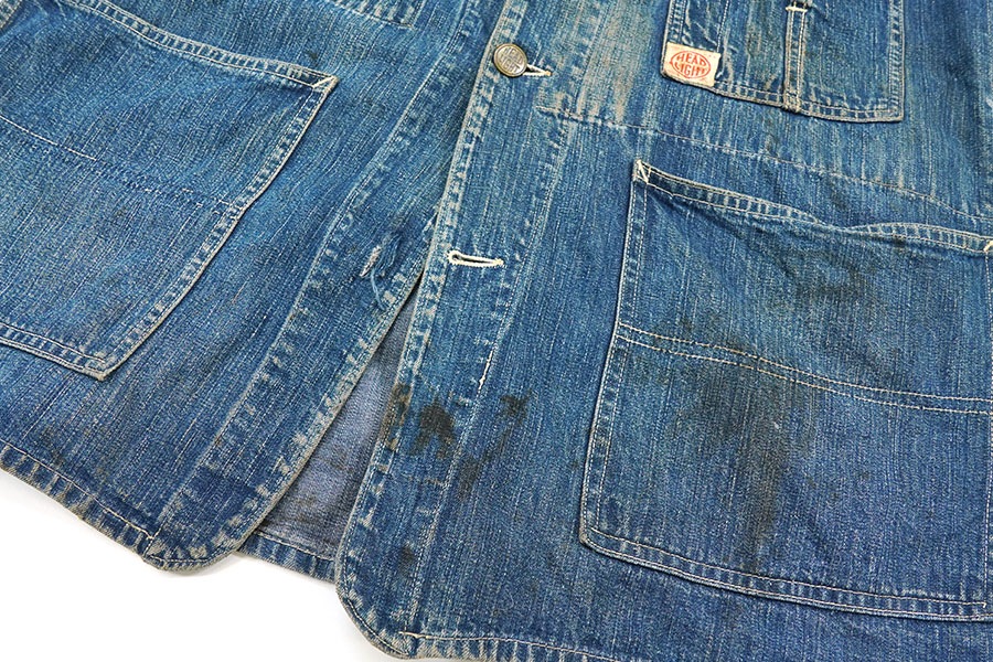 40's HEAD LIGHT ダブル襟 デニムカバーオール ジッパー付きポケット