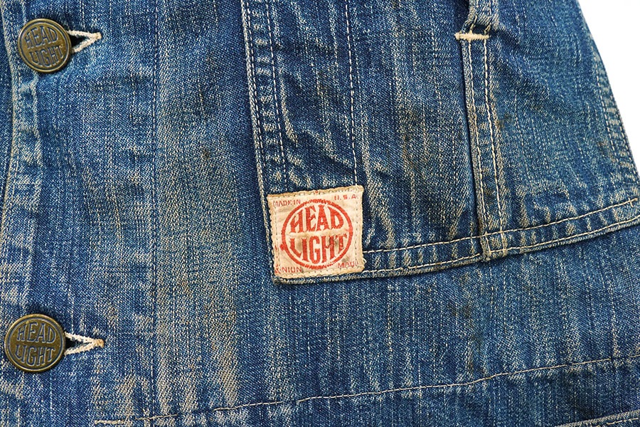 40's HEAD LIGHT ダブル襟 デニムカバーオール ジッパー付きポケット