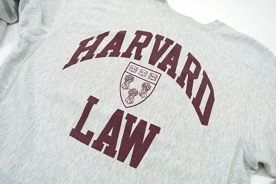 90's 刺繍タグ チャンピオンRW ''HARVARD LAW'' 3段染み込み USA