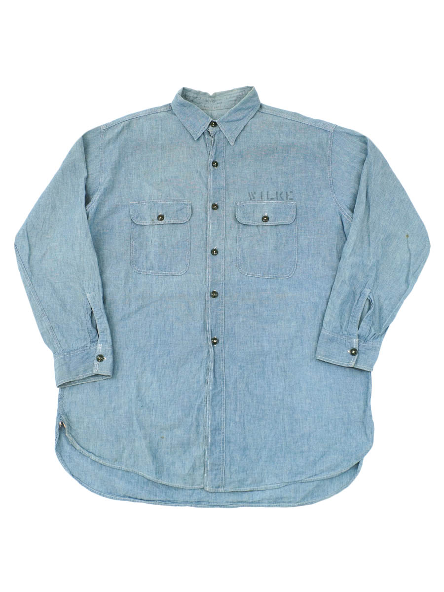 40's～ U.S.NAVY シャンブレーシャツ ステンシル 実寸(16位) | NEW