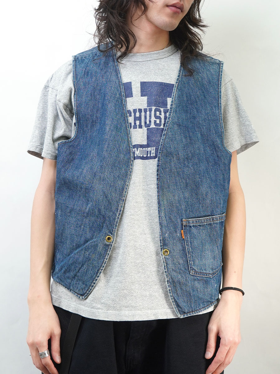 70's Levi's BIG-E デニム×ストライプ リバーシブルベスト 実寸(M位
