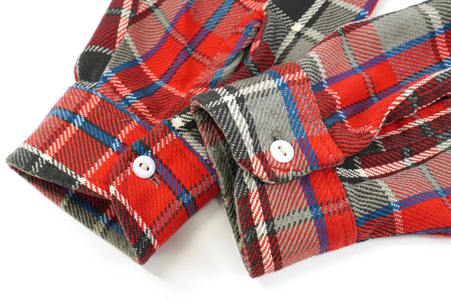 70's 単色タグ BIG MAC 好配色チェック フランネルシャツ 表記(XL) 白