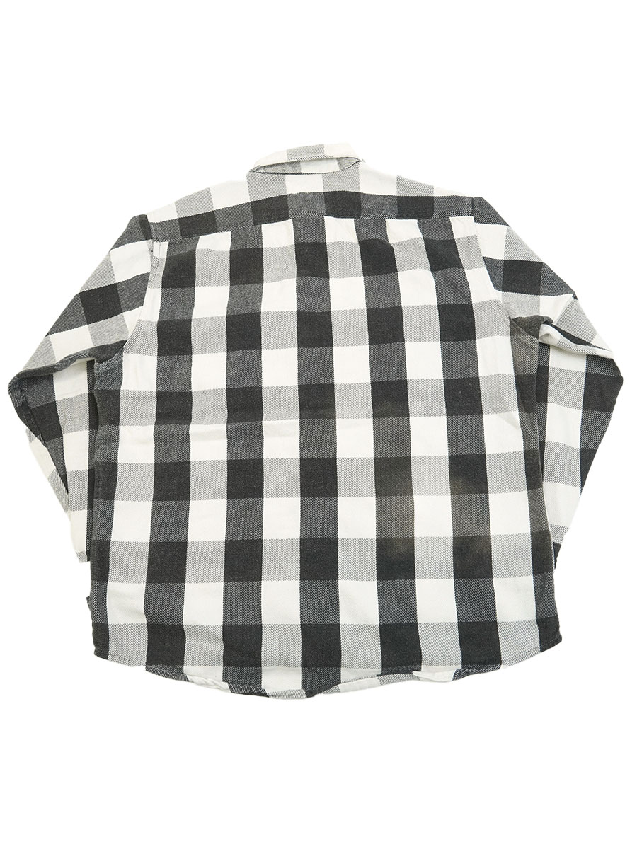 80's FIELDMASTER 白×黒 ブロックチェック フランネルシャツ 表記(L