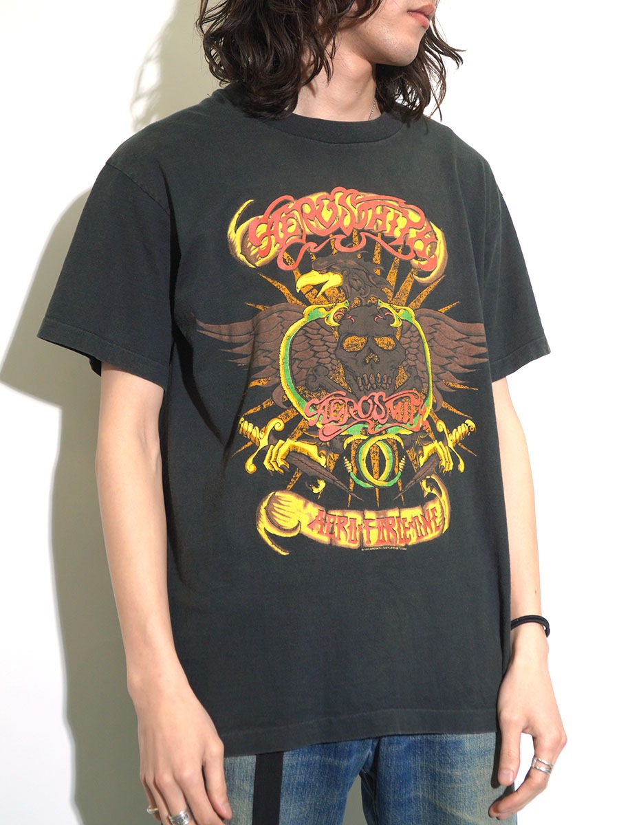 【最終値下げ】AEROSMITH ビンテージTシャツ(giant製) 90'S GIANT BY ANVIL AEROSMITH ''AERO・FORCE・ONE'' T SHIRT BLACK